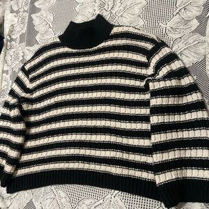 Striped Black and Cream Women's Sweater